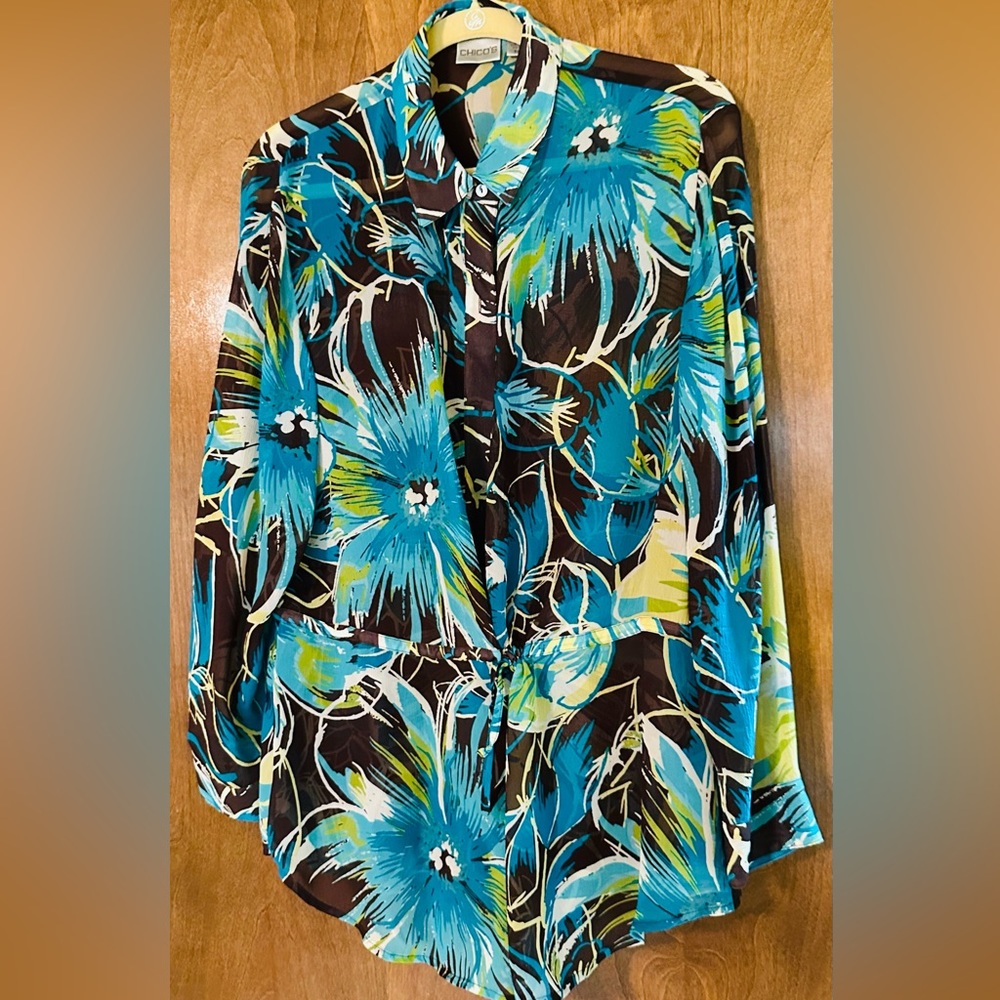 Chicos Long Button Down Blouse - image 1